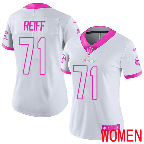 Minnesota Vikings #71 Limited Riley Reiff White Pink Nike NFL Women Jersey Rush Fashion->youth nfl jersey->Youth Jersey